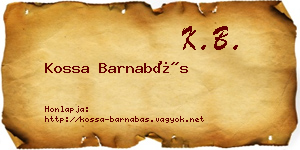 Kossa Barnabás névjegykártya