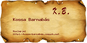 Kossa Barnabás névjegykártya